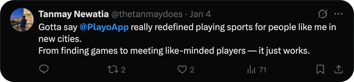 Player feedback tweet